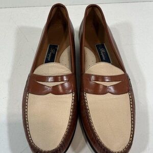 Men’s Cole Haan Bragano Tan/Cream Leather Slip-On Penny Loafers Size 12M